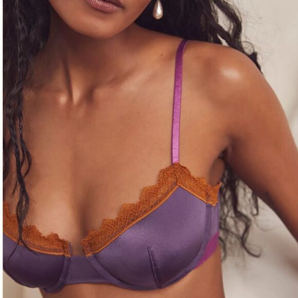 Free People Aralie Lace Trim Underwire Bra Size 32 Matching panties diff listing - Picture 1 of 8